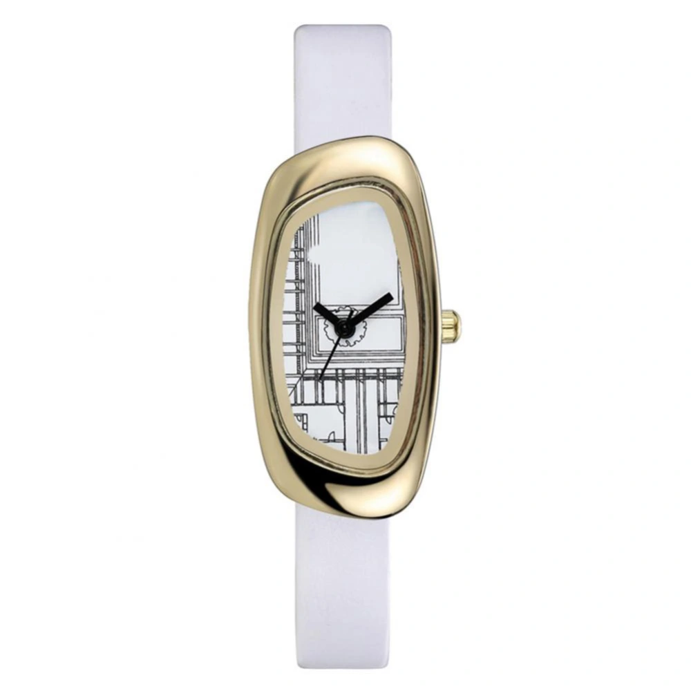 Black and White Complex Lines Fashionable Mirror Quartz Watch for Men Women Wristwatch(White)