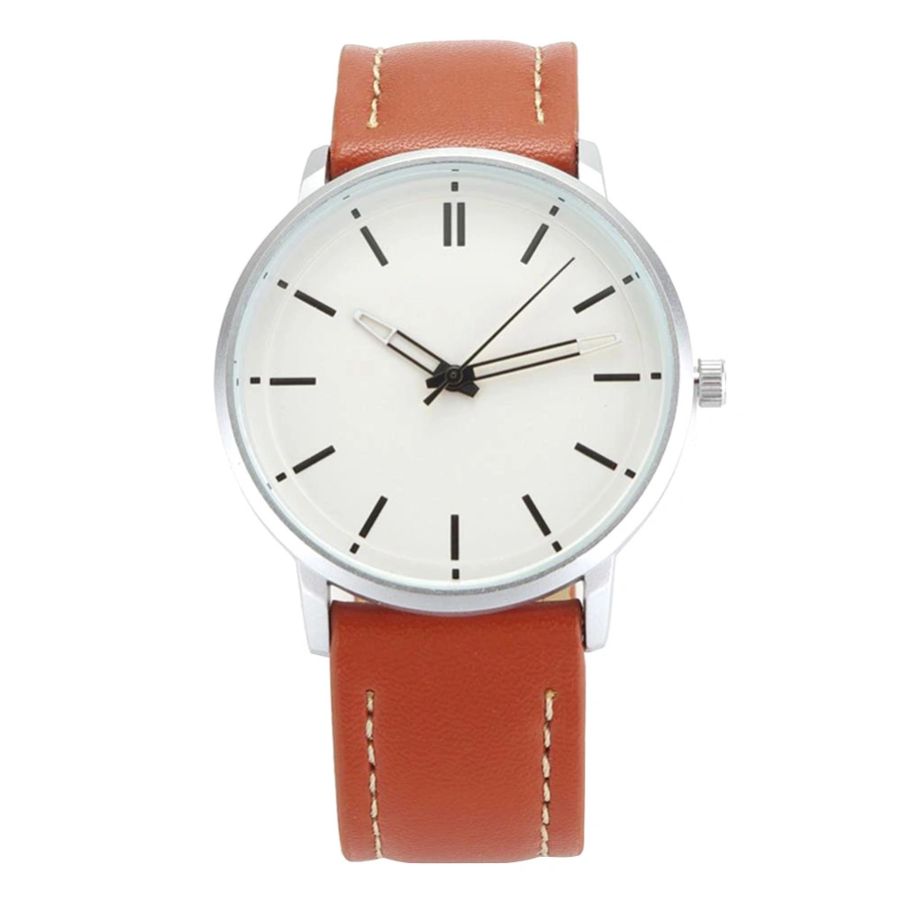 Fashionable Men Alloy Watch Round Dial Analog Display Quartz Wristwatch(white white)