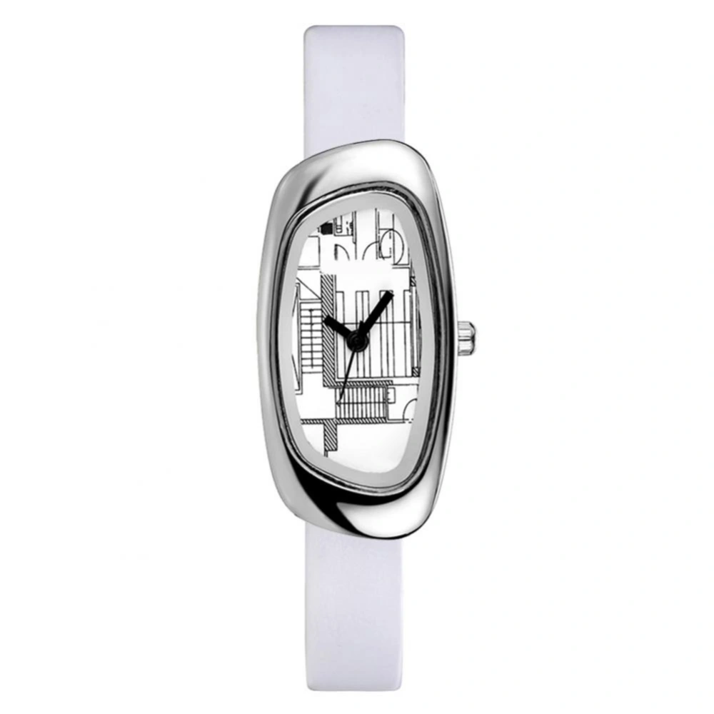 Women Ladies Fashionable Elegant Quartz Movement Watches Wristwatch (White)