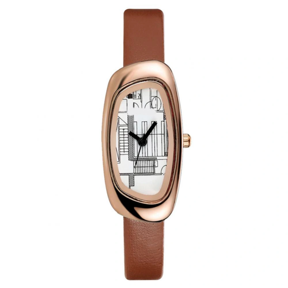 Women Ladies Fashionable Elegant Quartz Movement Watches Wristwatch (Brown)