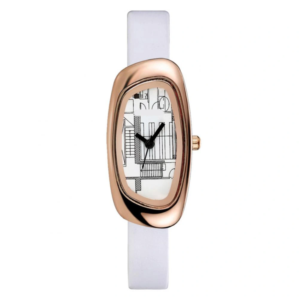 Women Ladies Fashionable Elegant Quartz Movement Watches Wristwatch (White)