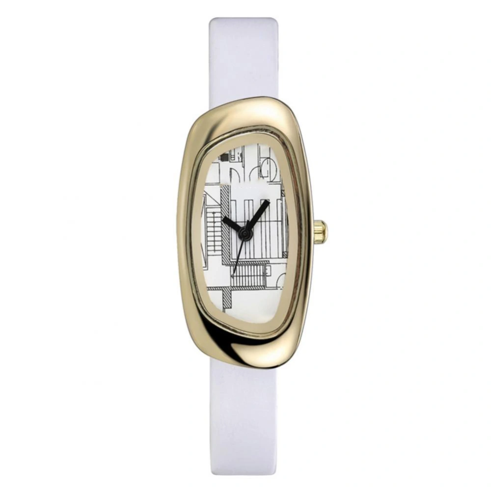 Women Ladies Fashionable Elegant Quartz Movement Watches Wristwatch (White)