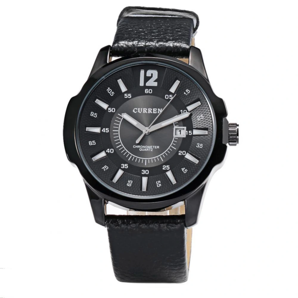 CURREN Men Male Gentlemen Fashionable Quartz Movement Watches Wristwatch (Black)