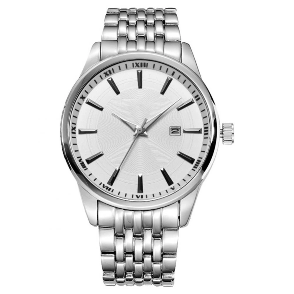 Quartz Wristwatch Men Watch Fashionable Alloy Dial Round Business Watch White White