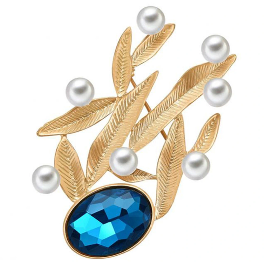 Women Alloy Gold Plated Zircon Faux Pearl Brooch Breastpin Female Jewelry Accessory