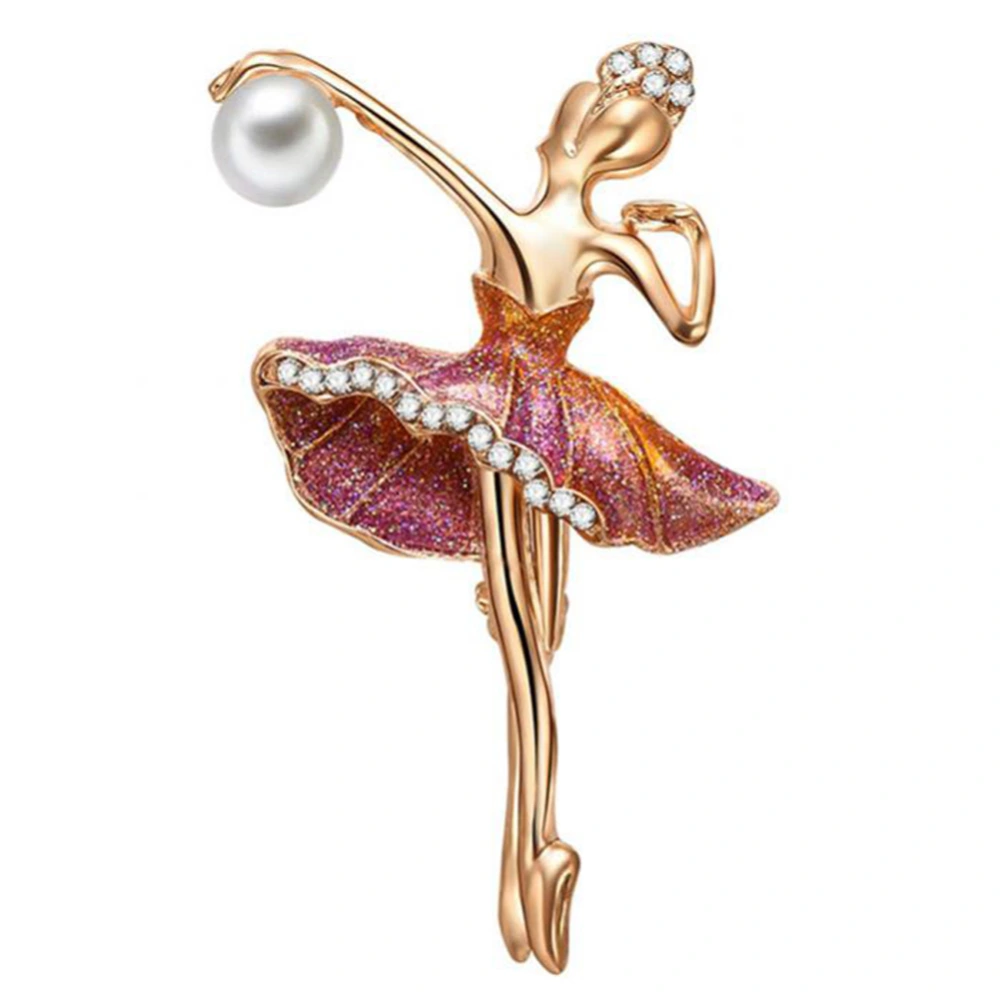 Women Alloy Gold Plated Zircon Faux Pearl Brooch Breastpin Female Jewelry Accessory