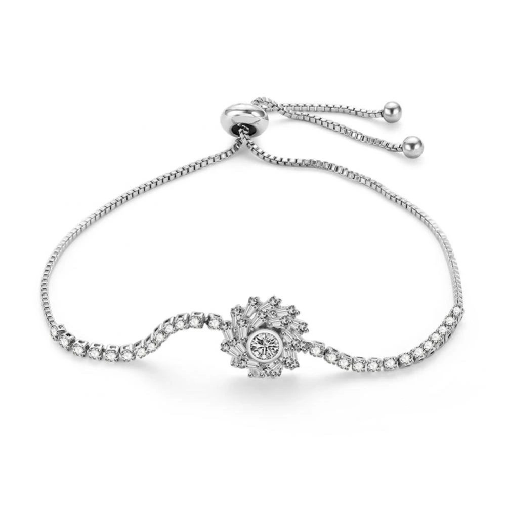 Fashion Charming Adjustable Women Simplicity Flower Zircon Plated Bracelet Bangle Jewelry Gift