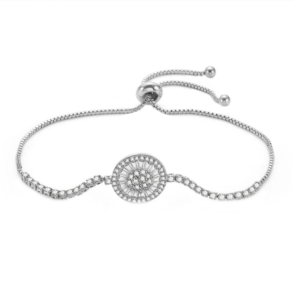 Fashion Charming Adjustable Women Simplicity Round Zircon Plated Bracelet Bangle Jewelry Gift