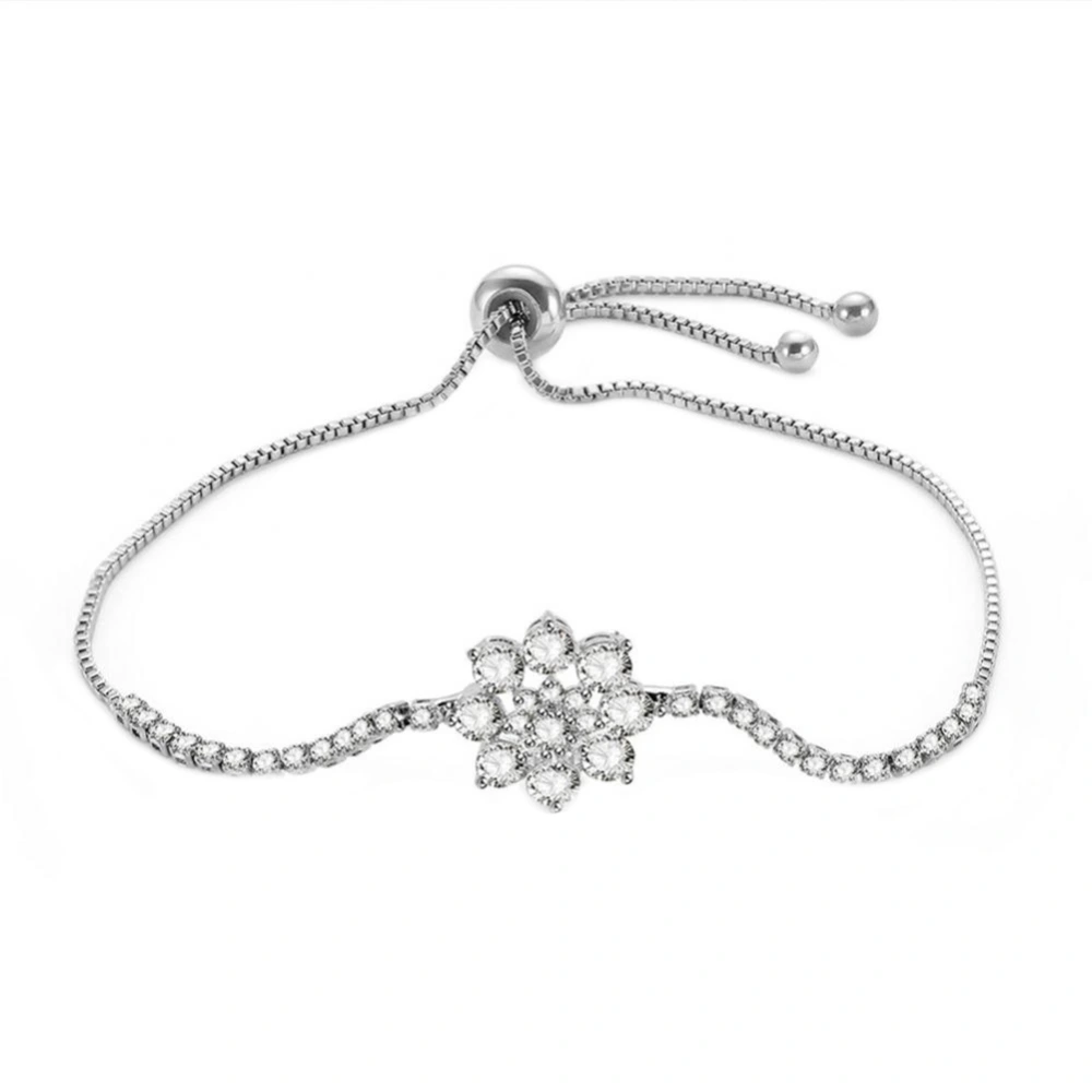 Fashion Charming Adjustable Women Hollow Flower Zircon Bracelet Bangle Jewelry Gift