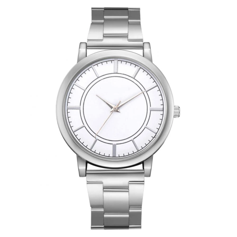 Fashionable Alloy Watch Round Dial Analog Display Quartz Wristwatch FD191 (Silver White)