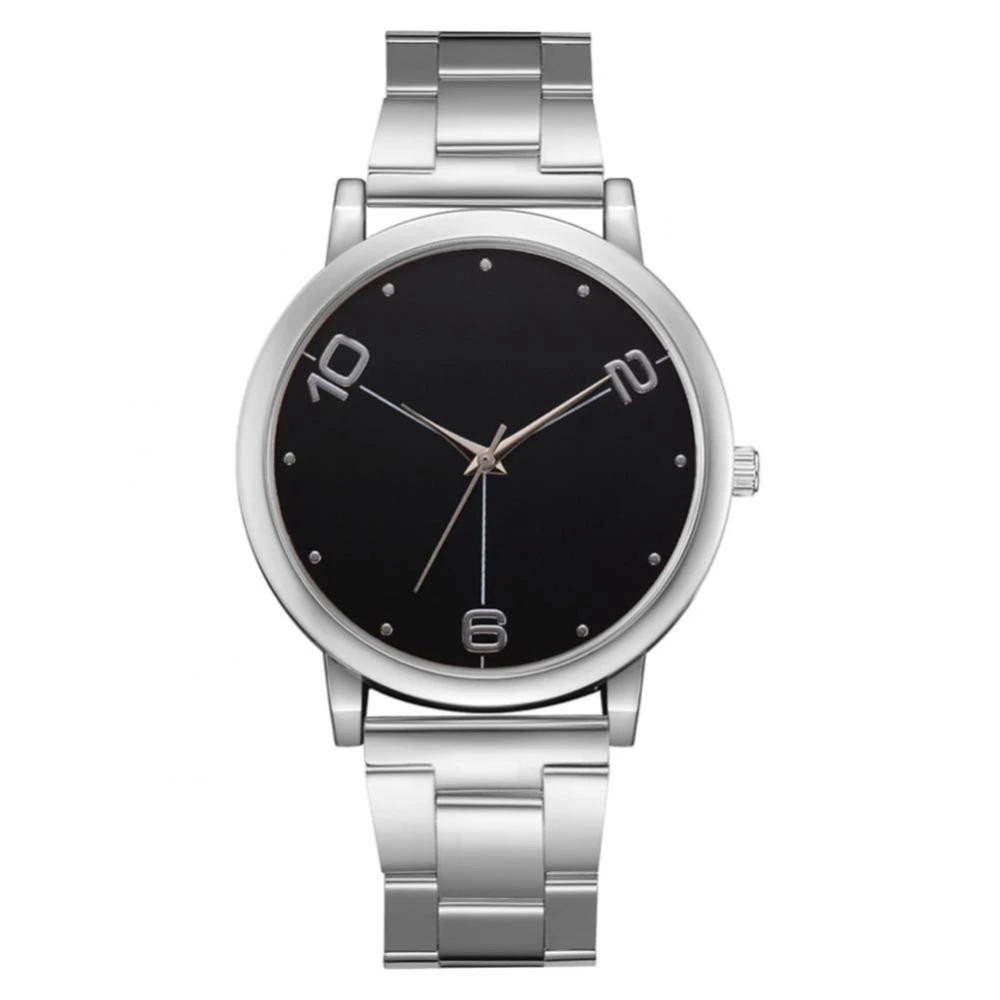 Fashionable Alloy Business Steel Belt Round Dial Quartz Women Wristwatch FD193 (Silver Black)