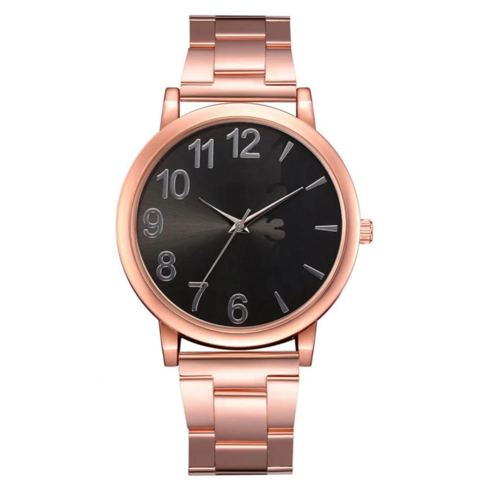 Fashionable Alloy Business Classic Digital Scale Quartz Wristwatch FD195 (Rose Golden Black)