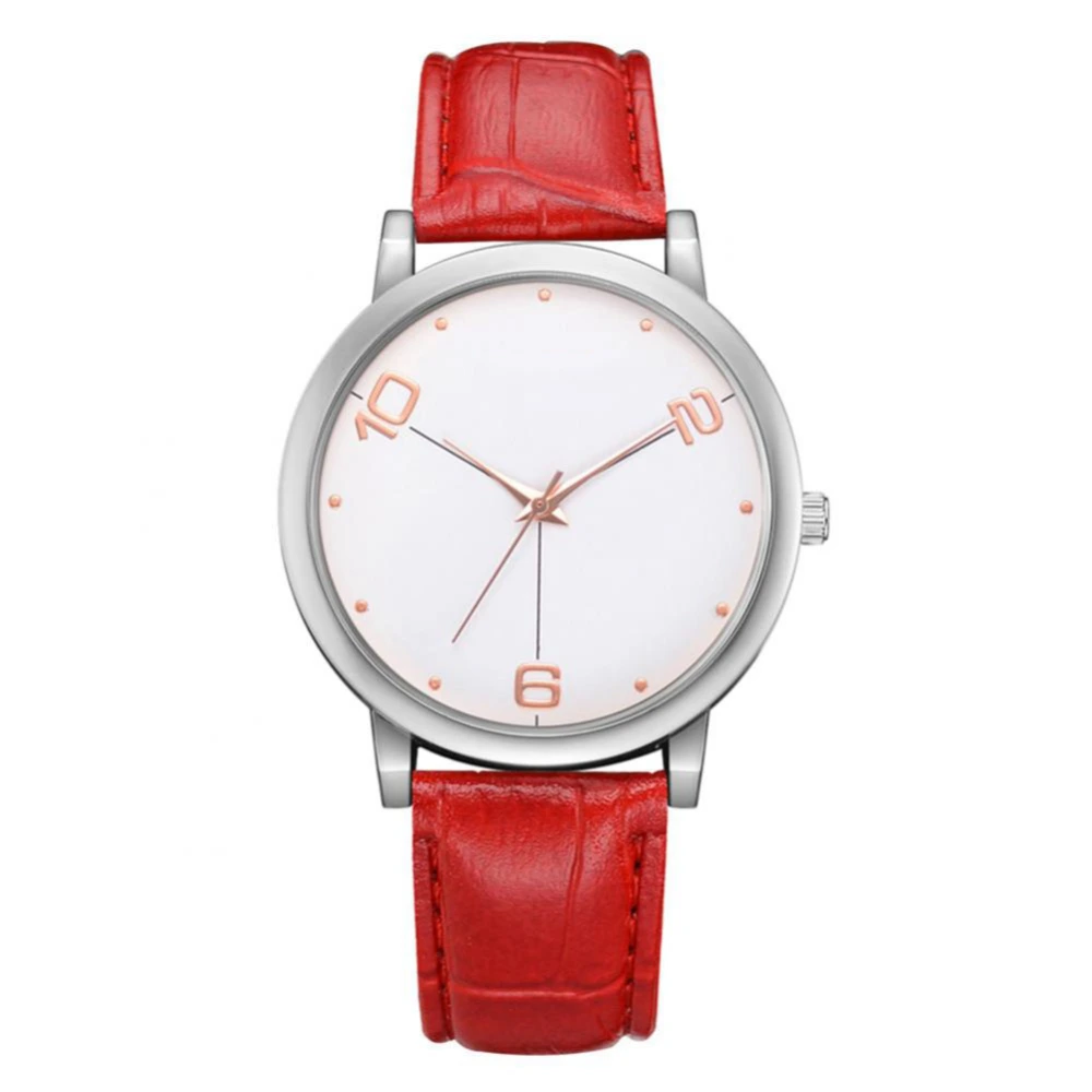 Fashion PU Leather Alloy Women Watch Analog Dial Quartz Wristwatch FD181（Red）