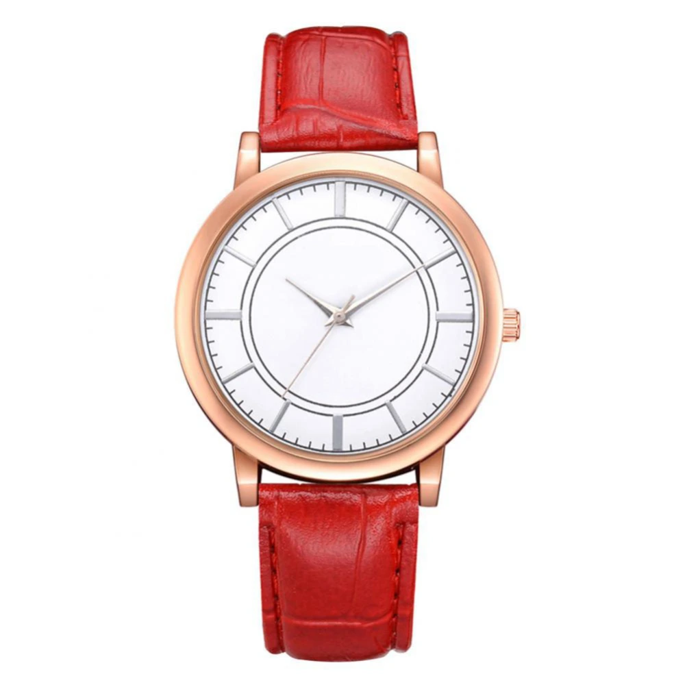 Fashion Leisure Alloy Buckle Men Women Watch Analog Dial Quartz Wristwatch FD180（Red）