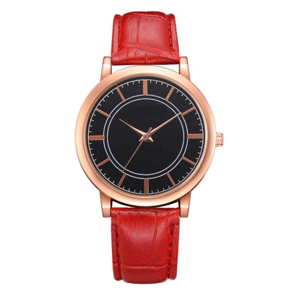 FanTeeTa Fashionable Alloy Watch Round Dial Analog Display Quartz Wristwatch (Red)