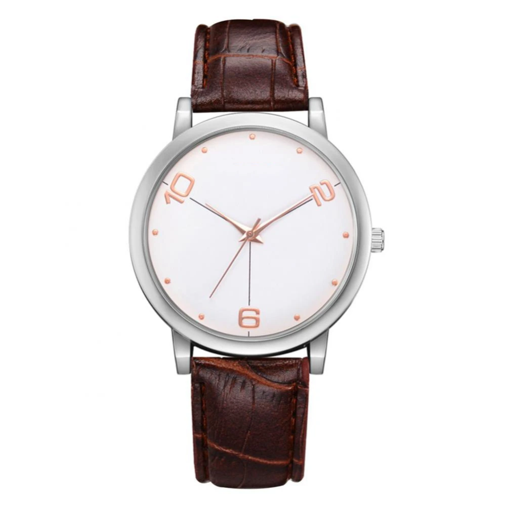 Fashion PU Leather Alloy Women Watch Analog Dial Quartz Wristwatch FD181（Brown）