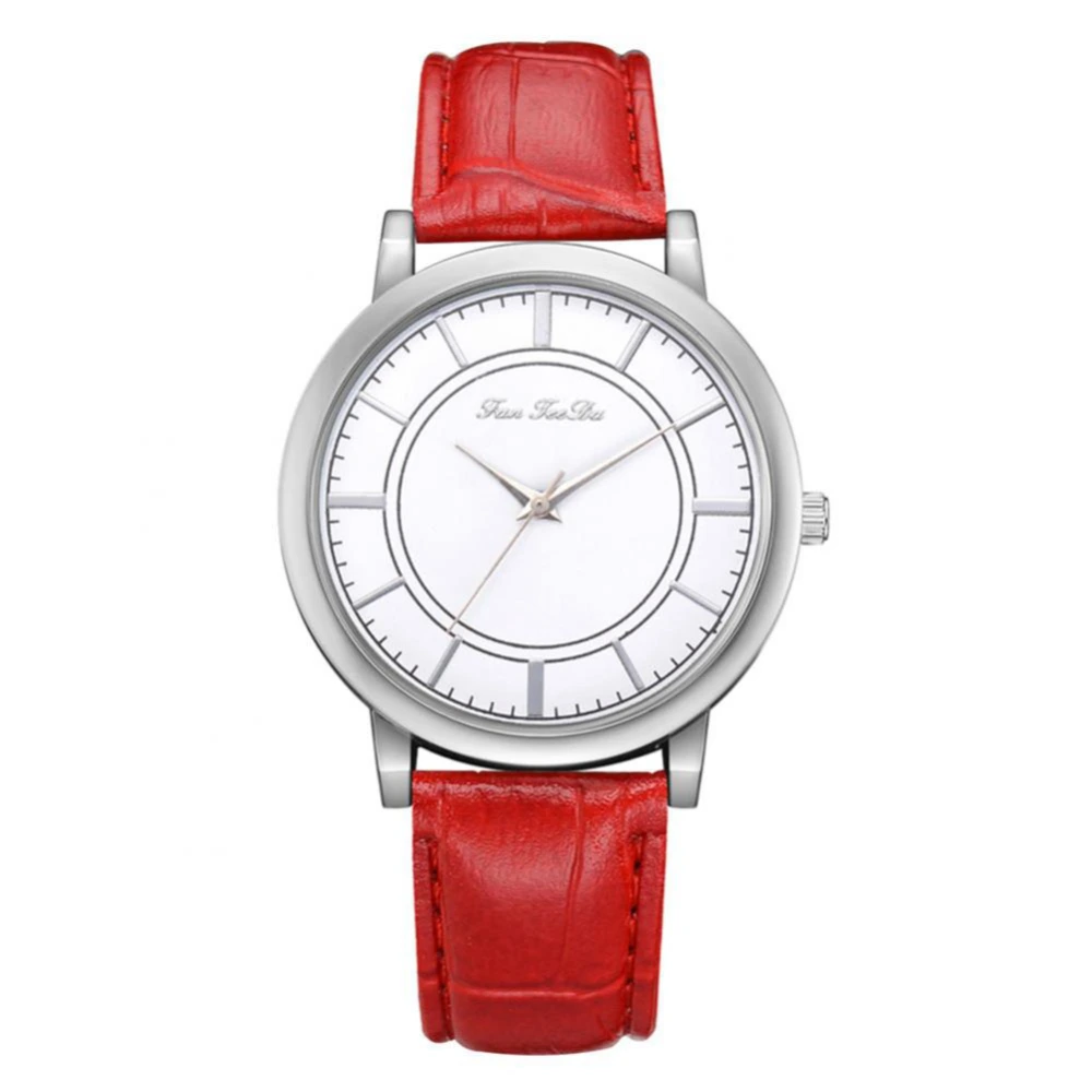 Fashionable Alloy Watch Round Dial Analog Display Quartz Women Wristwatch Red FD179