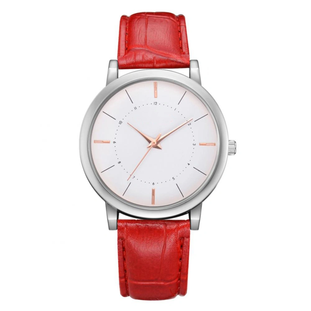 FANTEETA Unique Alloy Watch Round Dial Analog Display Quartz Wristwatch(red)