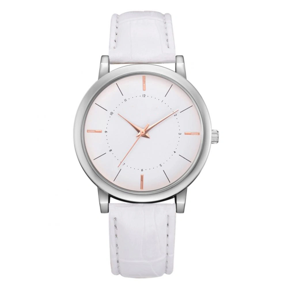 FANTEETA Unique Alloy Watch Round Dial Analog Display Quartz Wristwatch(white)