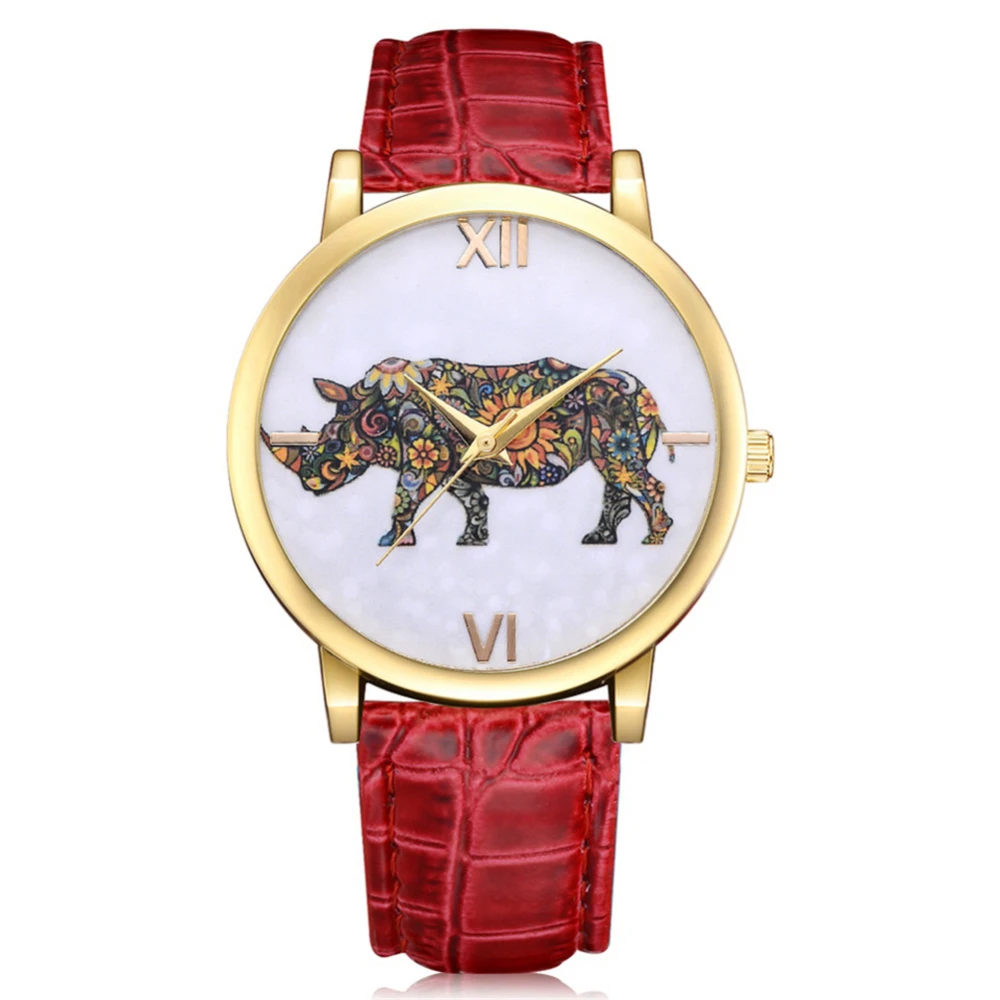 LVPAI Fashionable Metal Quartz Movement Watch Wristwatch for Students (red)