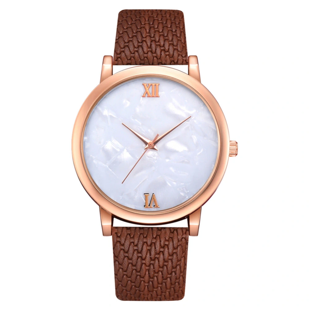 Lvpai Women Fashionable Casual Alloy Quartz Watch PU Band Wristwatch Girls (Brown)