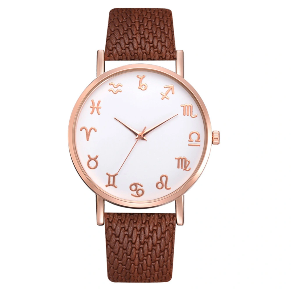 Lvpai Women Fashionable Casual Alloy Quartz Watch Leather Band Girls Wristwatches (Brown)