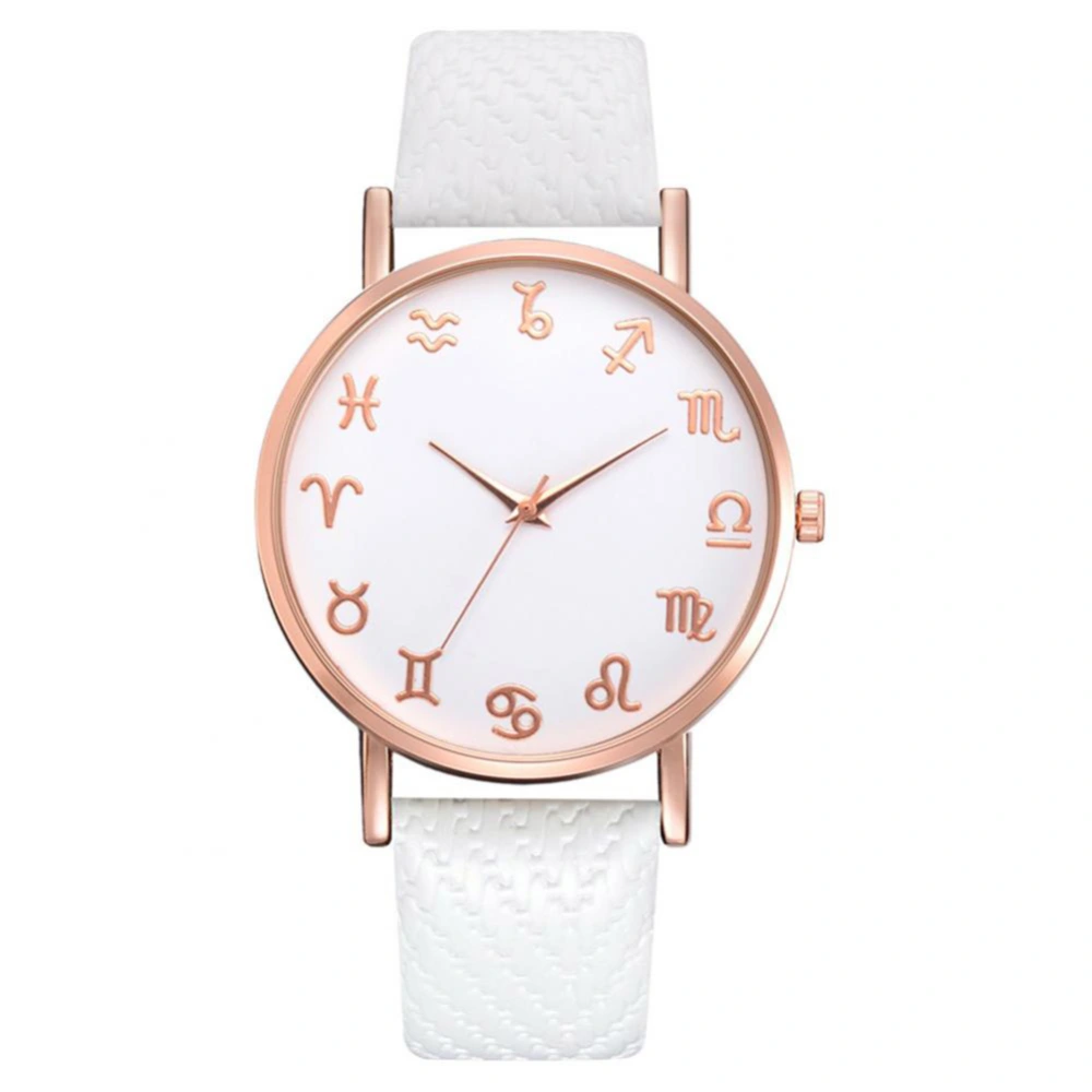 Lvpai Women Fashionable Casual Alloy Quartz Watch Leather Band Girls Wristwatches (White)