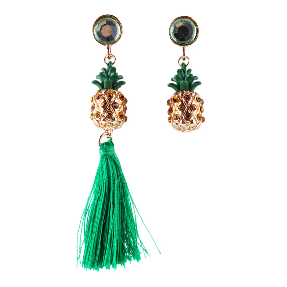 1 Pair Asymmetric Classical Alloy Tassel Fruit Women Fashion Stylish Romantic Earrings (Green)