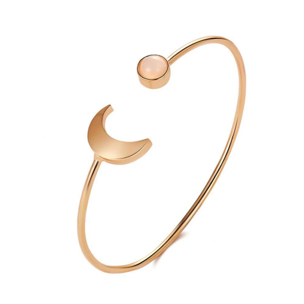 Simple Women Alloy Sun Moon Planet Bangle Bracelet Accessory Jewelry (Gold)