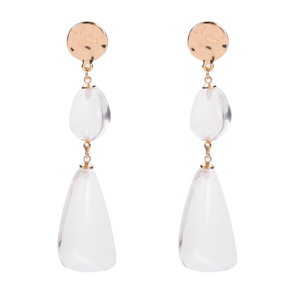 Women Elegant Crystal Water Drop Dangle Alloy Earrings Ear Stud(White)