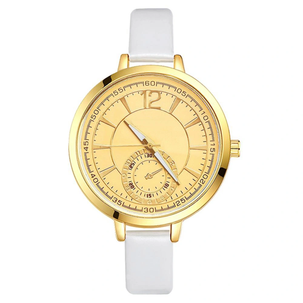 GAIETY Women Classic Arabic Numerals Dial PU Strap Quartz Watch Analog Wristwatch (White)