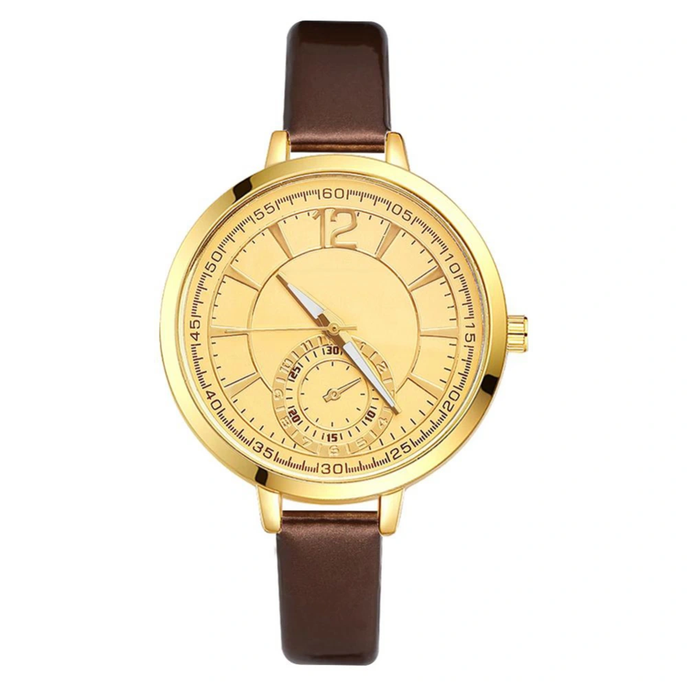 GAIETY Women Classic Arabic Numerals Dial PU Strap Quartz Watch Analog Wristwatch (Brown)