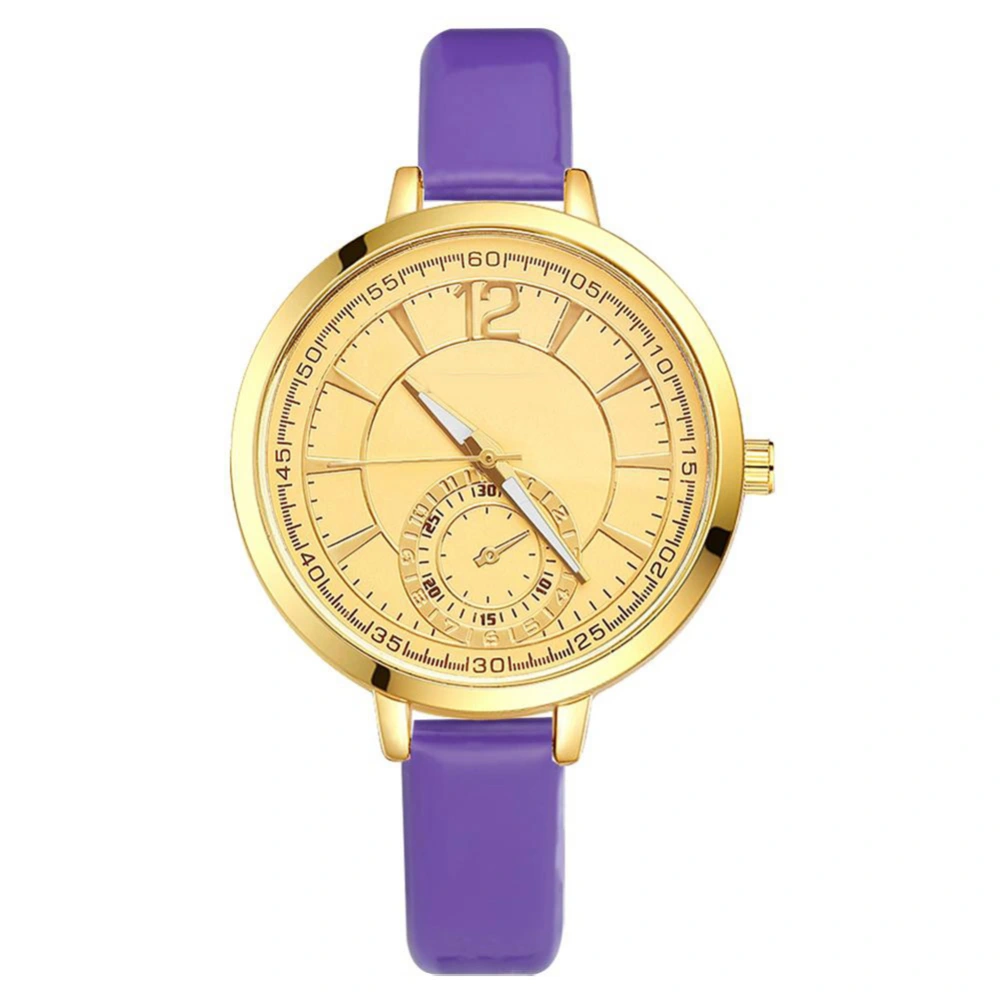 GAIETY Women Classic Arabic Numerals Dial PU Strap Quartz Watch Analog Wristwatch (Purple)