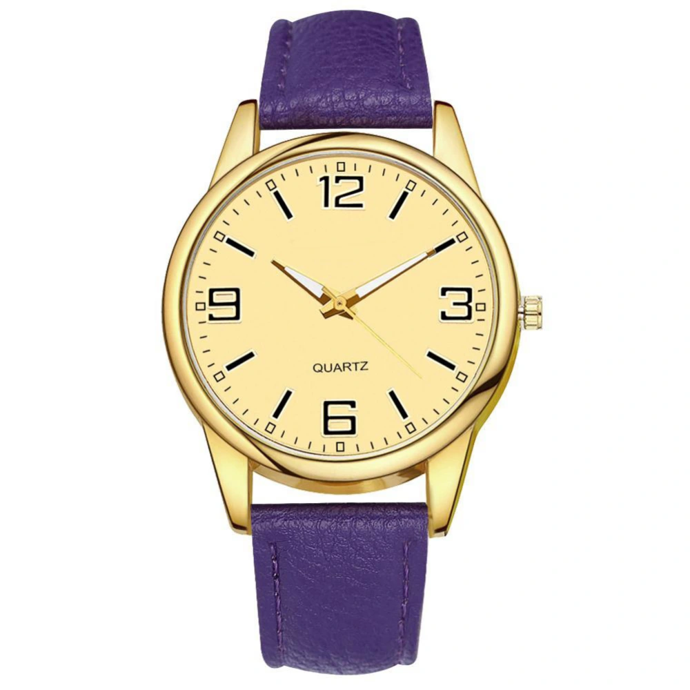 GAIETY Women Noble Luxury Round Dial PU Strap Quartz Watch Analog Dress Wristwatch (Purple)