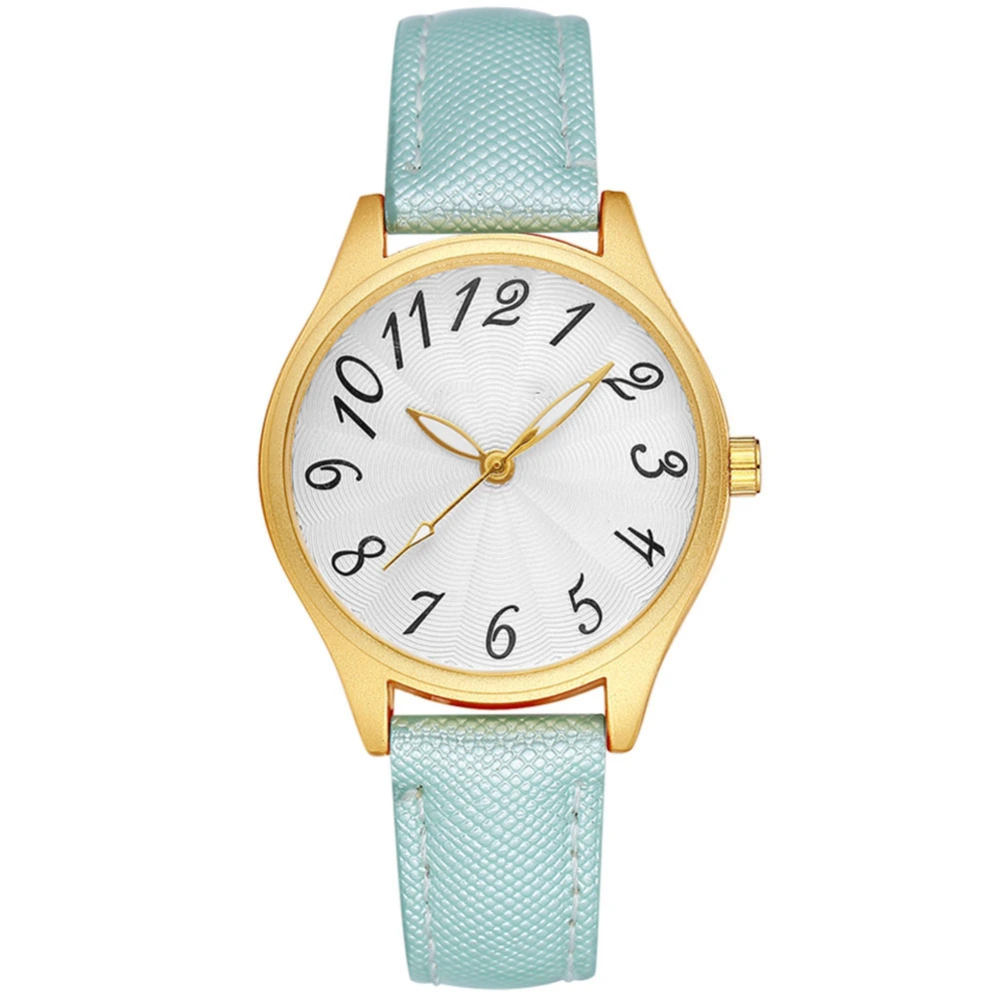 GAIETY Women Classic Simple Round Dial PU Strap Quartz Watch Analog Wristwatch (Light Green)