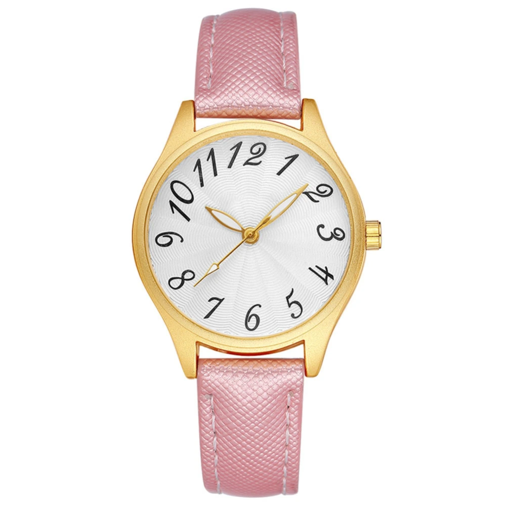 GAIETY Women Classic Simple Round Dial PU Strap Quartz Watch Analog Wristwatch (Pink)