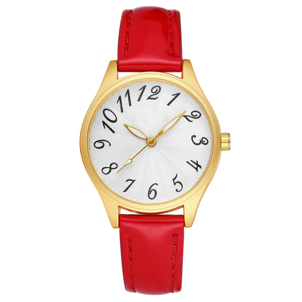 GAIETY Women Classic Simple Round Dial PU Strap Quartz Watch Analog Wristwatch (Red)