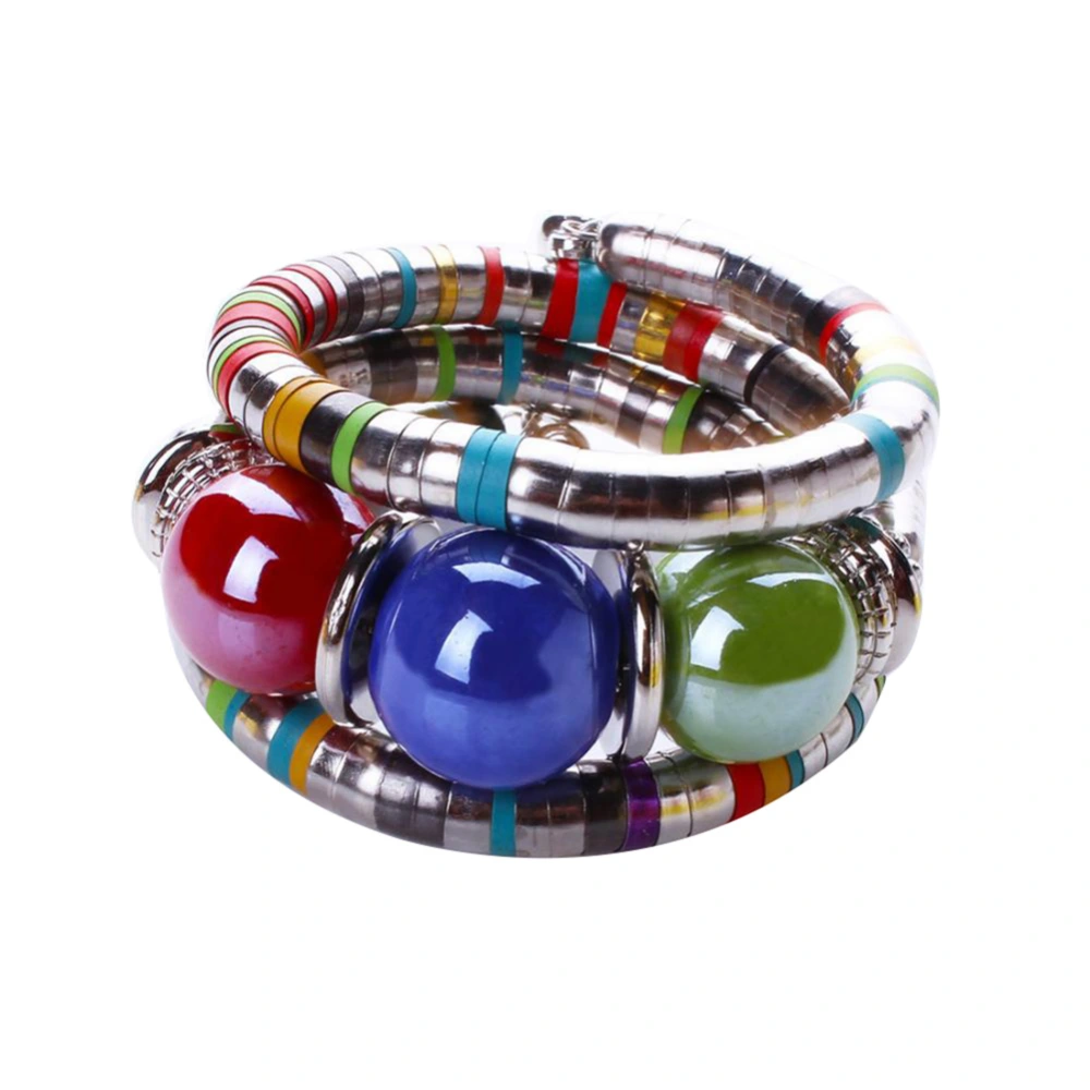 Bohemian Multiple Bangle Colorful Accessories Vintga Bracelet Jewelry(Silver)