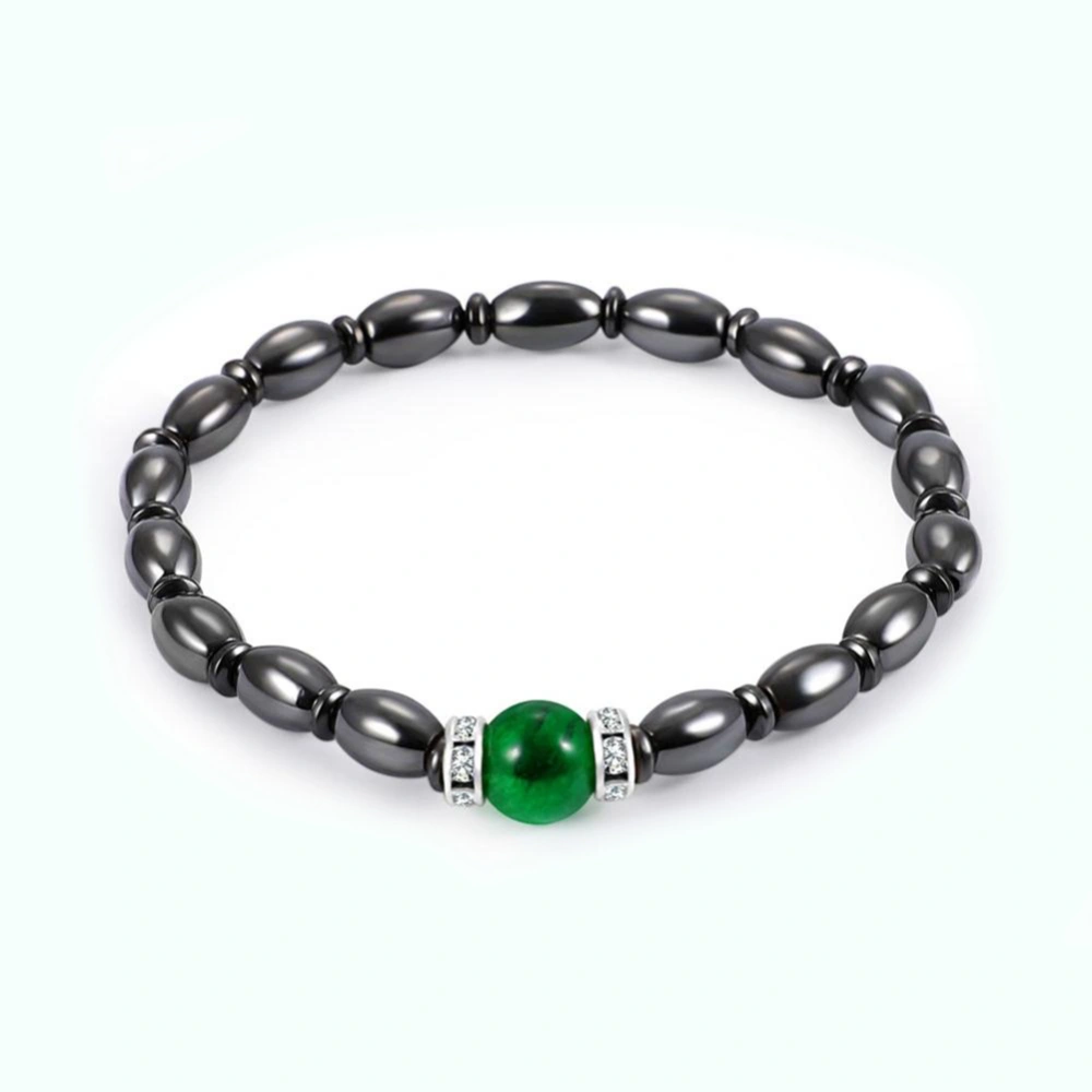 Magnetic Therapy Hematite Bracelet Weight Loss Bangle Jewelry With Green Artificial Gemstone