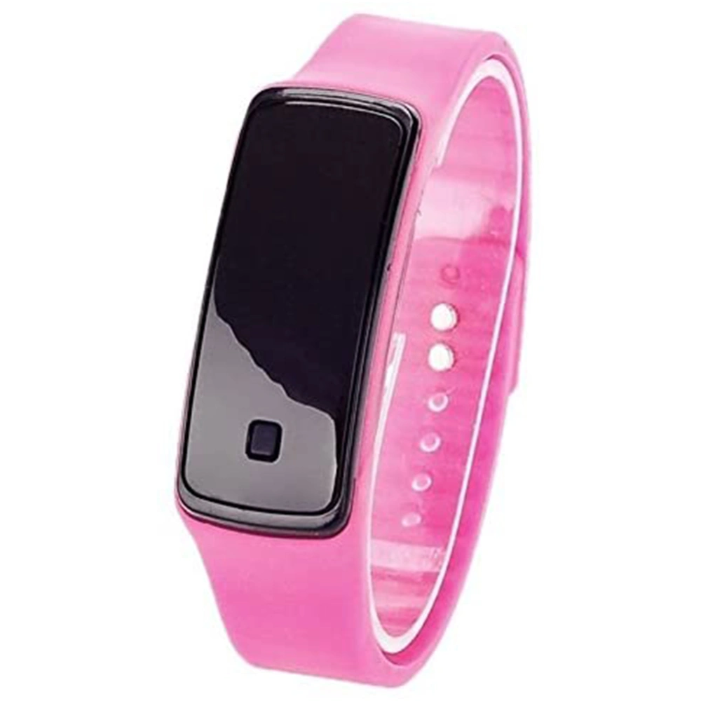 Rectangle Sport LED Digital Watch Silicone Strap Electronic Wristwatch (Pink)