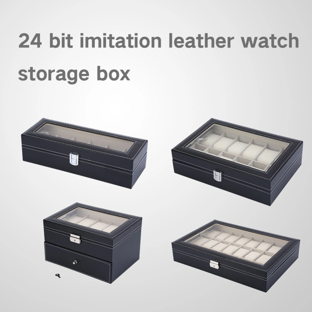 24 Grid PU Leather Watch Display Box Watch Storage Holder Box Watch Accessory