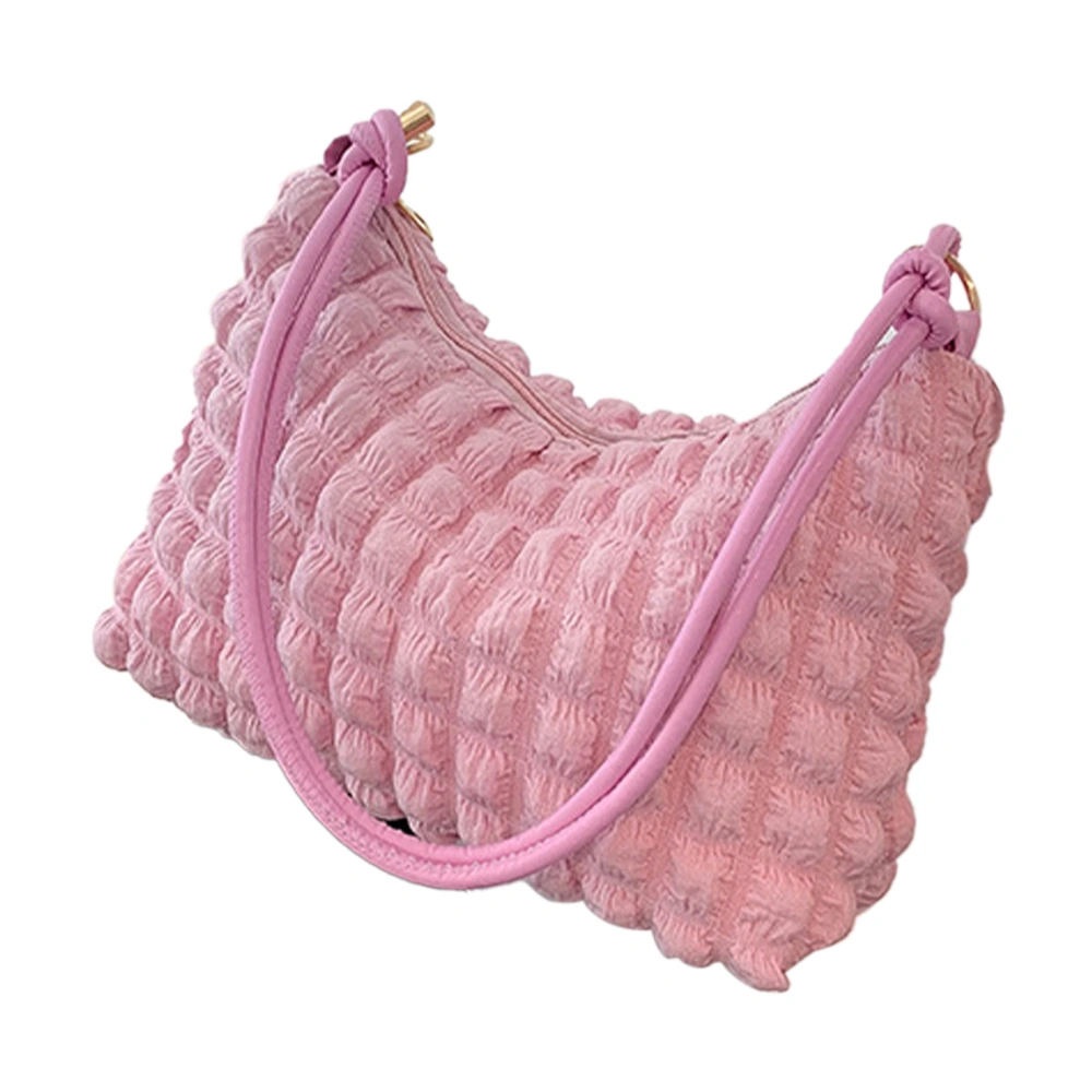 Women Handbag Sweet Adorable Puffy Bag Nylon Underarm Shoulder Bag for Shopping Dating Pink Free Size