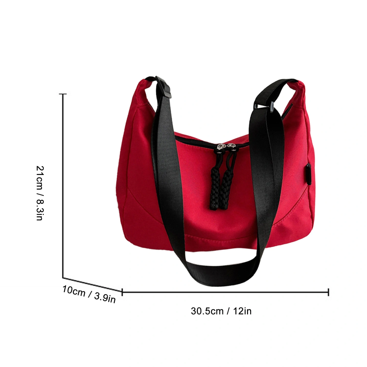 Messenger Bag Polyester Fashionable Multifunctional Women Shoulder Purse for Work Red Free Size