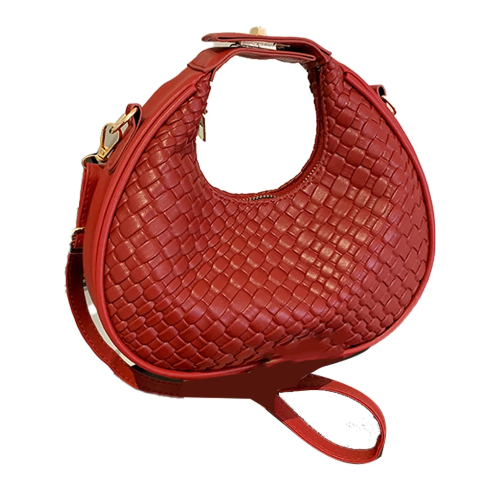 PU Shoulder Bag Vintage All Matching Women Shoulder Bag Stylish Casual Shoulder Handbag for Daily Commuting Party Red Free Size