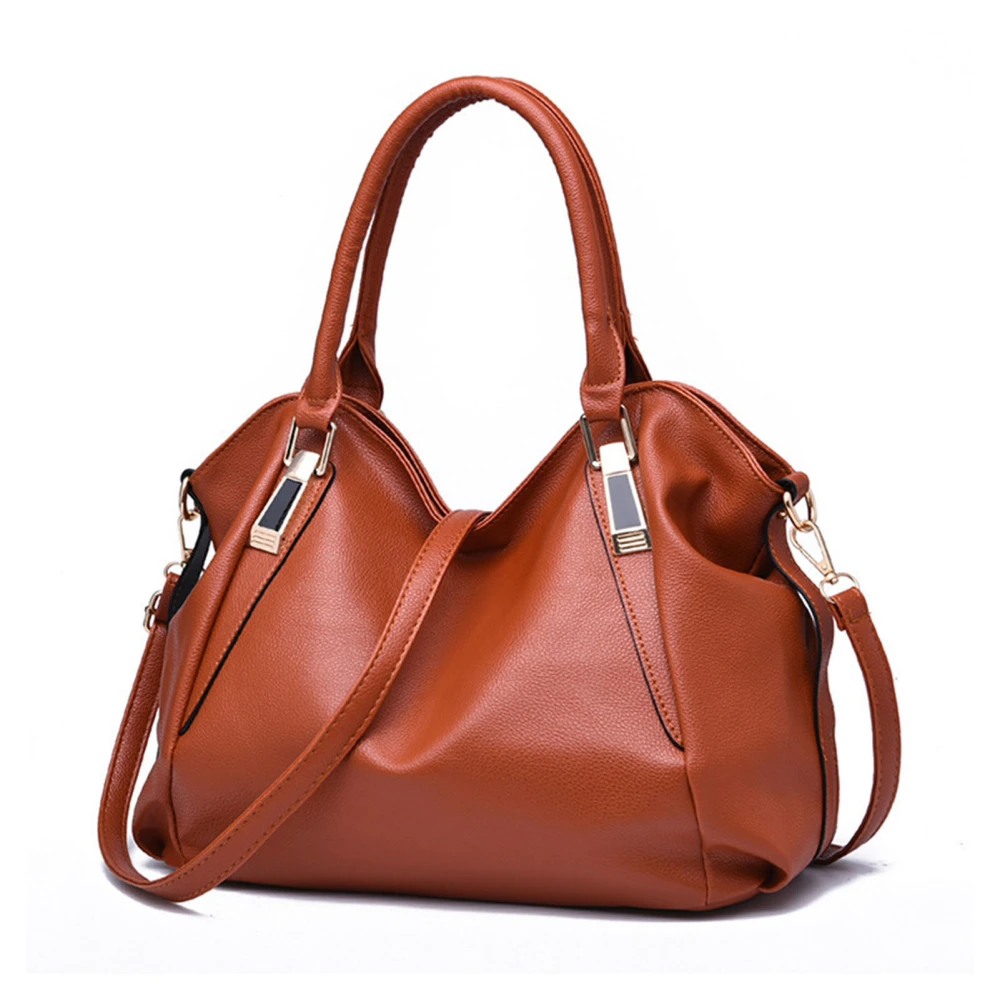 Women Soft PU Shoulder Bag Large Capacity Fashionable Elegant Lady Handbag for Work Daily Use Brown Free Size