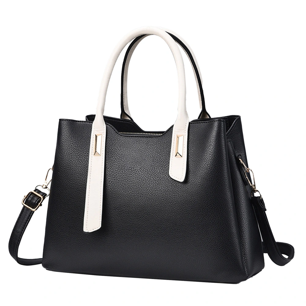 Women PU Leather Handbag with Shoulder Strap Large Capacity Waterproof Shoulder Purse for Daily Use Black One Size