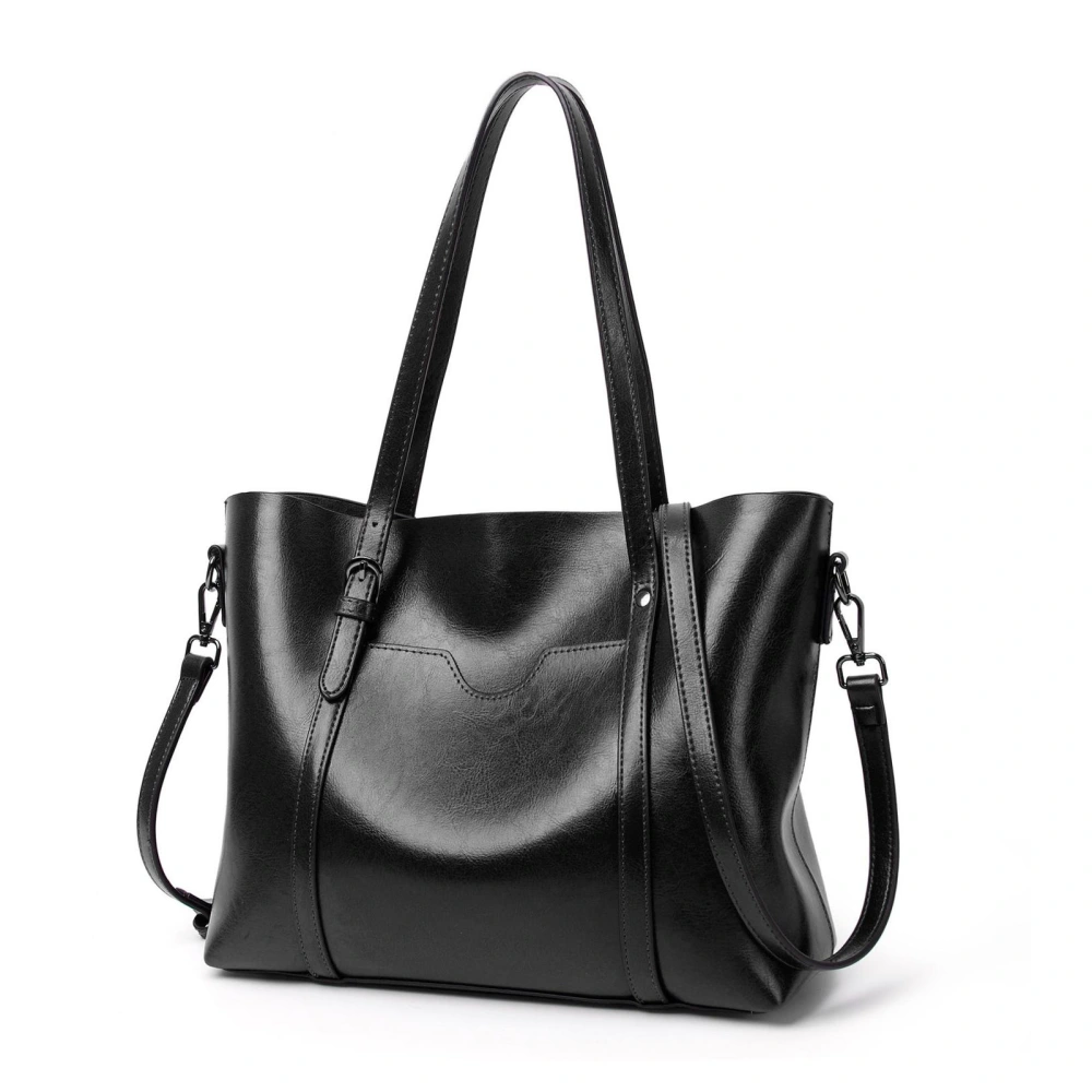 Women Handbag Tote Purse PU Leather Bag Fine Stitching Sturdy Hardware Proper Capacity Black Free Size