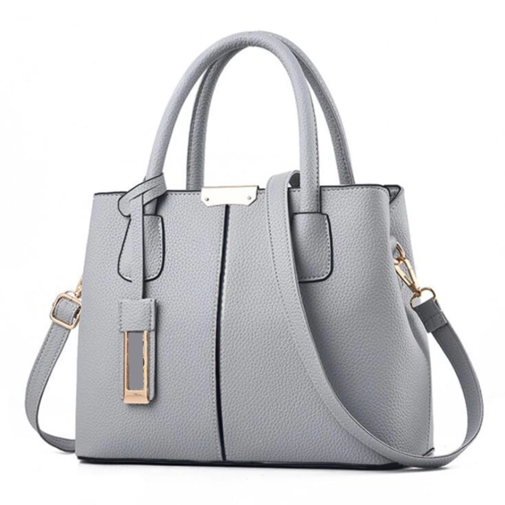 Women Handbags Fashionable Versatile Large Capacity PU Leather Women Shoulder Bag for Party Daily Shopping Work Light Gray Free Size