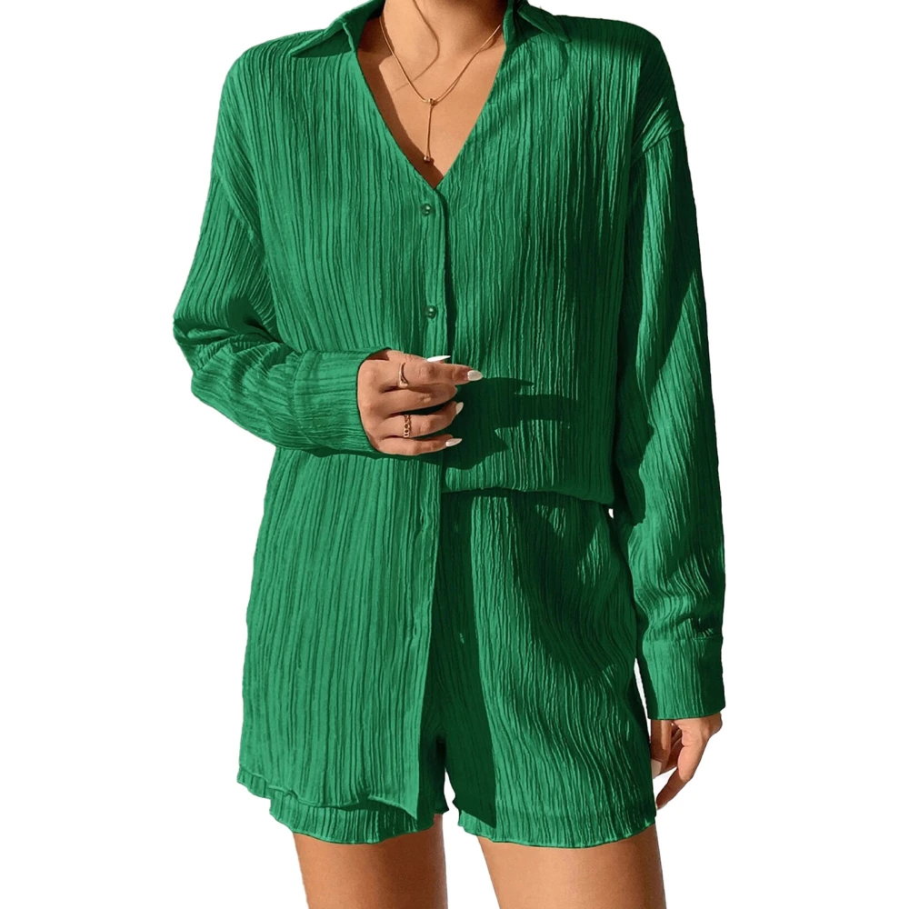 Women V Neck Long Sleeve Lounge Set Fashionable Causal Loose Pure Color Women 2 Piece Outfits for Daily Party Shopping Green S