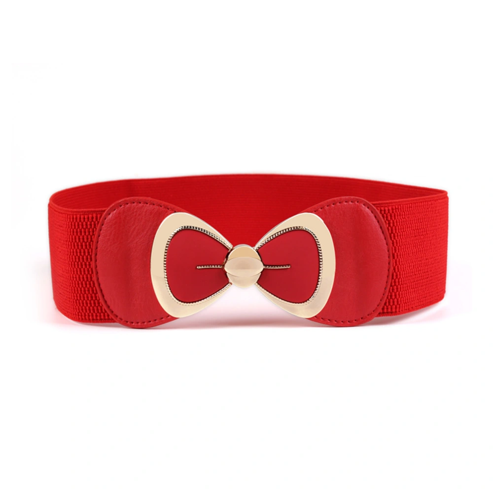 Women Waist Belt Bow Decor Stretchy Elastic Waist Belt Versatile Dress Accessory for Party Daily Red One Size Fits All